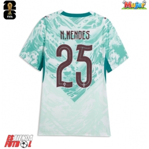 Portugal Nuno Mendes #25 Segunda Equipación Mujer Mundial 2026 Manga Corta